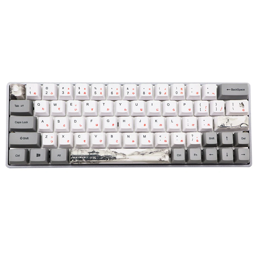 

73 Keys Ergonomic Gaming PBT Keyboard Caps Print Replacement Parts OEM Profile Desktop Home Japanese Russian Durable Mechanical