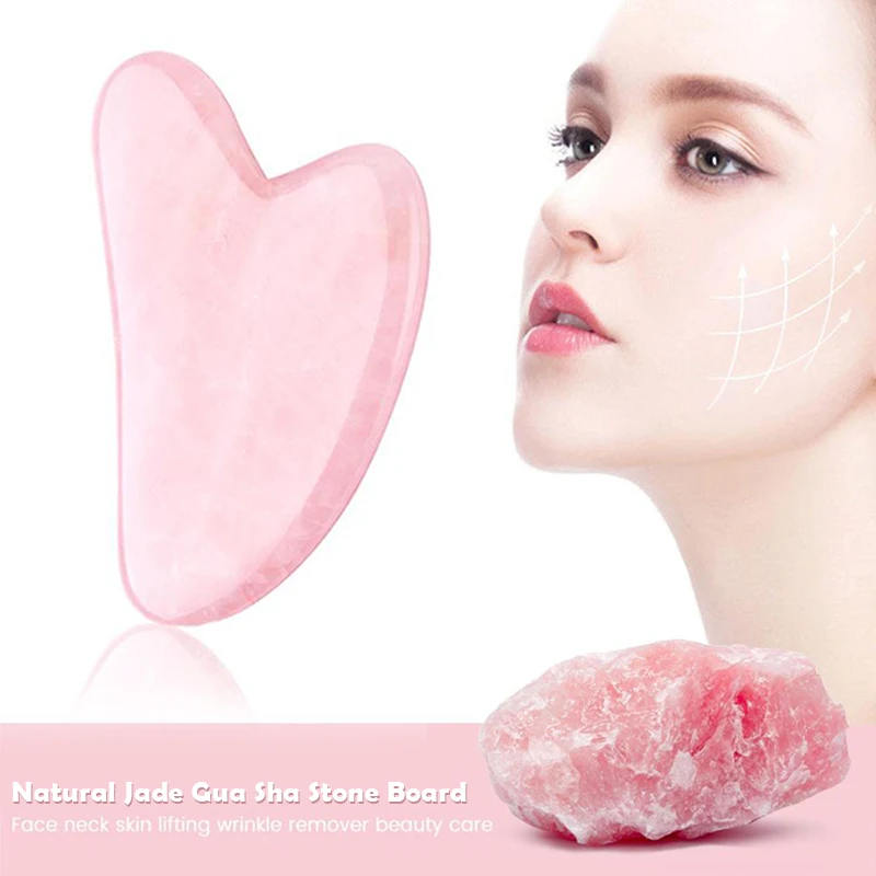 

Natural Jade Gua Sha Stone Board Massage Rose Quartz Guasha Plate Face Massager Gouache Scraper Tool Facial Lift CJ