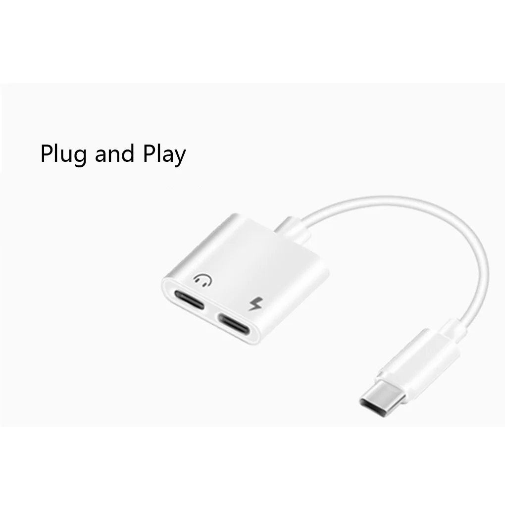 Dual Type-C Audio Cable Adapter Type C Earphone Jack Splitter Headphone Aux 3.5 Charging | Компьютеры и офис