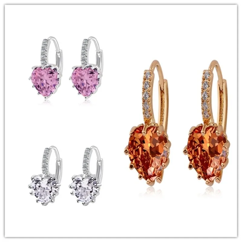

Dropshipping Zircon Earrings Heart Crystal Mini Small Hoop Earring dropshipping Jewelry Women