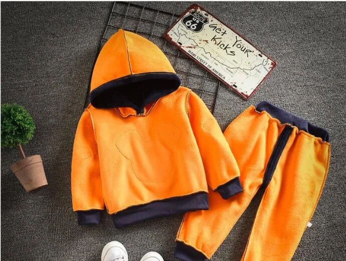 Kids Winter Clothing Set Fashion Thick Warm Cartoon Hooded Coat +pants 2pcs Little Boys Girls Outfits For 1-2-3-4-5-6Y | Детская одежда