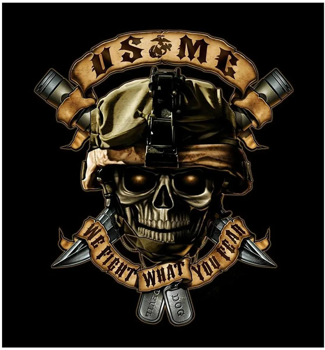 

USMC 'We Fight What You Fear' T-Shirt Summer Cotton Short Sleeve O-Neck Men's T Shirt New S-3XL