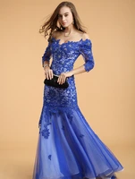robe de soiree brides 2018 new sexy backless royal blue lace crystal vestido de festa evening gown mother of the bride dresses