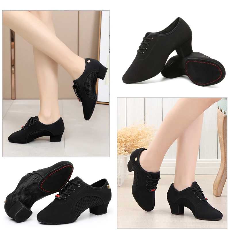 DKZSYIM Dance Shoes Ballroom women Latin Dance Shoes Modern Tango Men Shoes For Boy Girl Dance Sneaker Jazz Shoes heeled 3.5/5cm