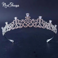 niushuya sweet heart rhinestone bridal tiaras crown cz cubic wedding headwear fashion crystal princess hair accessories