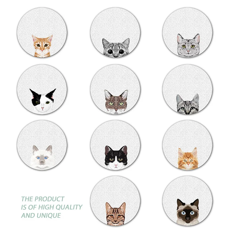 

Mouse Pad Premium-Textured Mouse Mat Various Shapes Of Cat Headsoffice Table Pad Non-Slip Rubber Base Round Gamer Mousepad Mat