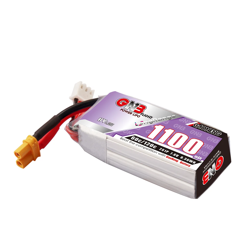 2 шт. Gaoneng GNB 1100 мАч 7 6 В 60C/120C 2S 1P легкий HV Lipo аккумулятор XT30 XT60 разъем для FPV