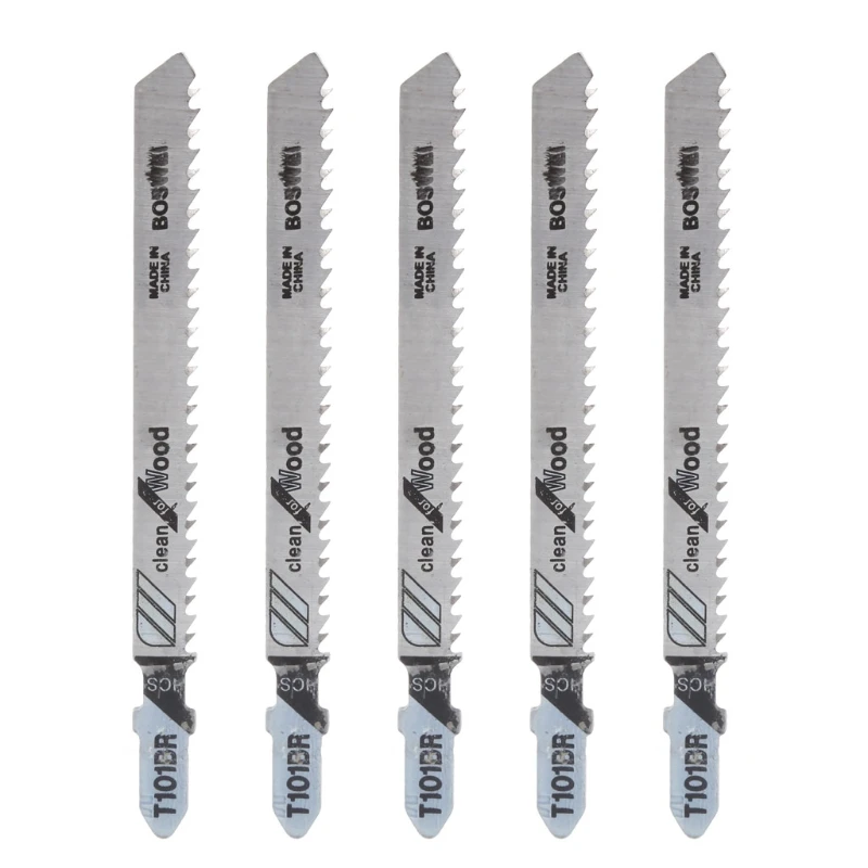 

5 Pcs T101BR HCS 100mm Jigsaw Blades Clean For Wood Laminated Board Cutting 37MB