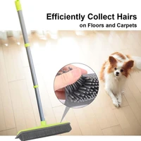 cleaning floor brush pet hair removal broom rubber broom heads telescoping long three sections handle dropship household merchan