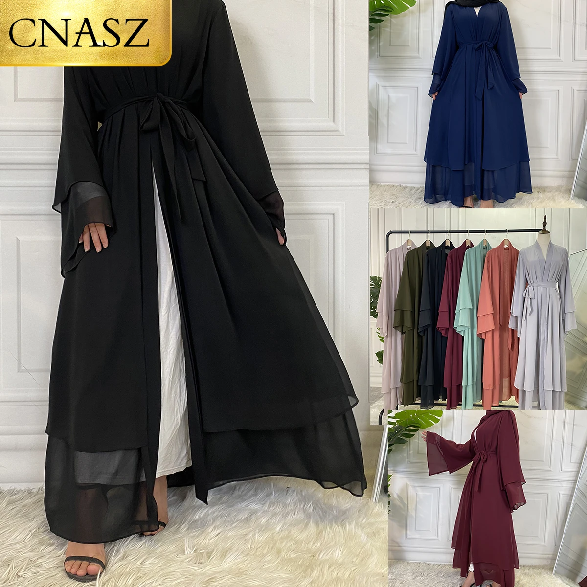 Новая Мода Дубай Abaya Модный женский кардиган исламский халат однотонные