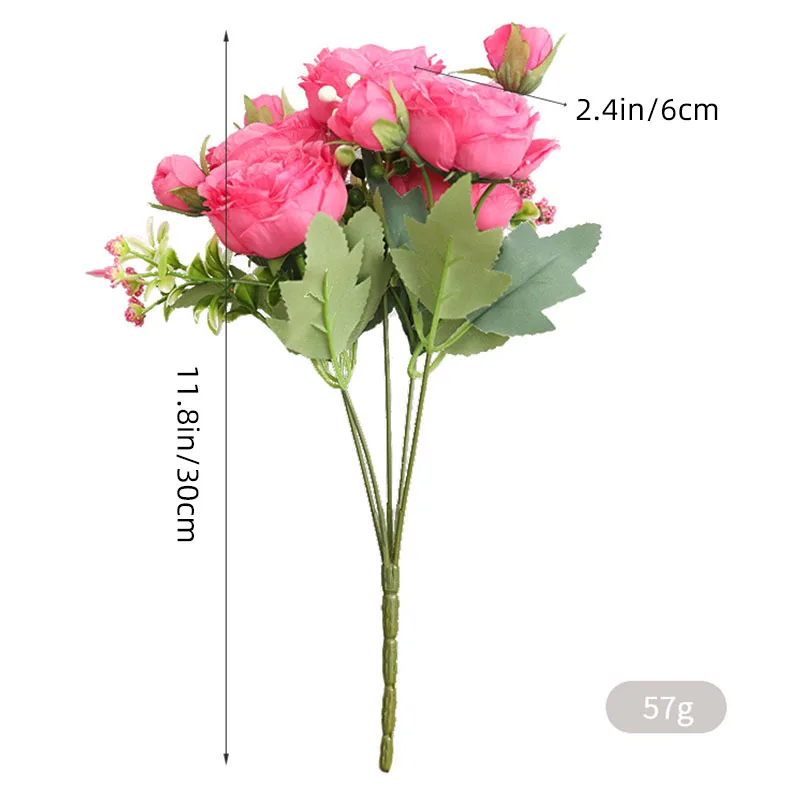 Искусственные цветы для украшения дома букет из 5 больших розовых и белых пионов