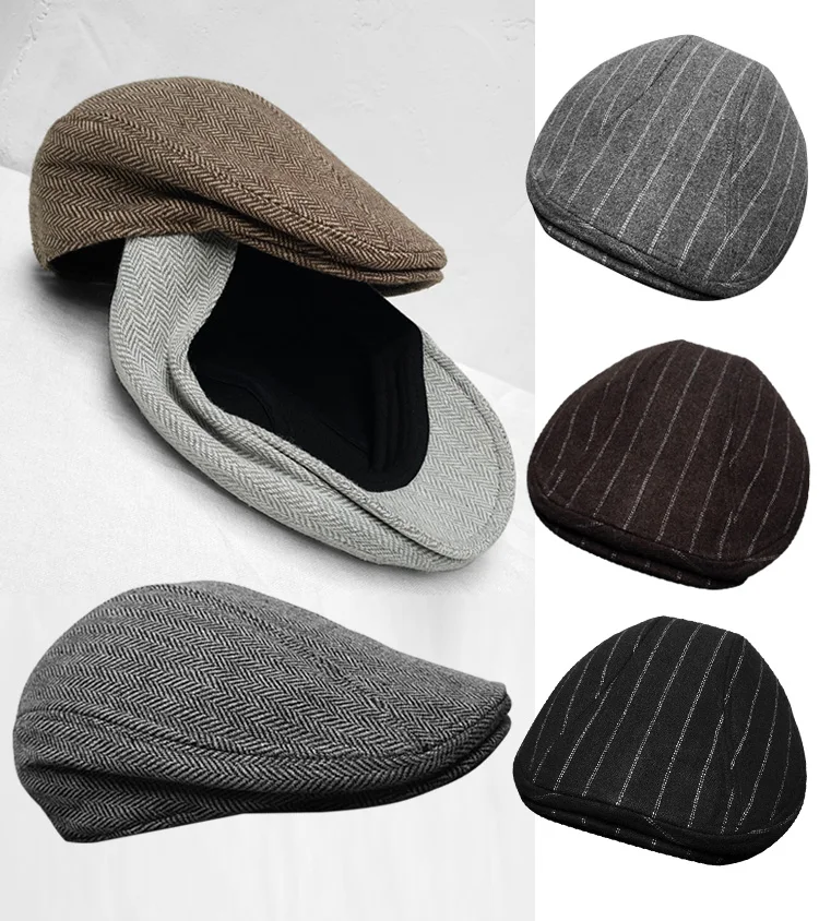 

Newsboy warm and cold resistant Beret for men middle aged men's cap with duck tongue, Dad British retro bud cap forward hat