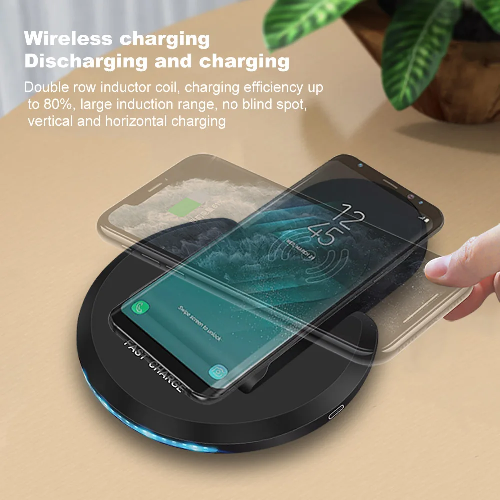 Base de carga inal&aacute;mbrica para m&oacute;vil, Cargador r&aacute;pido de inducci&oacute;n para iPhone 13, 12, 11, X, XS, XR, Airpods, Samsung S21, S20, S10 y Xiaomi, 15W-1