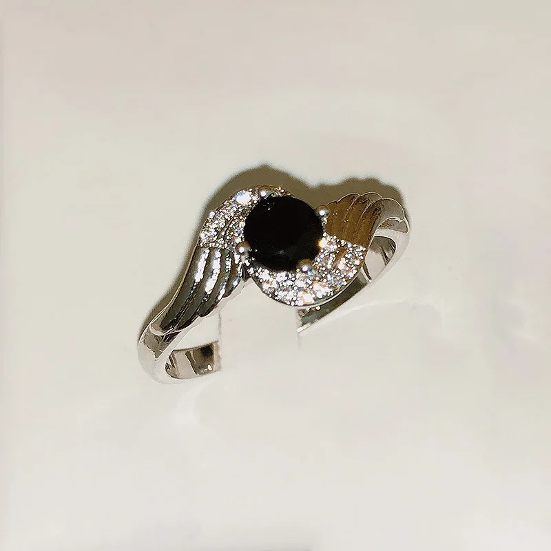 925anillos серебряное черное циркониевое кольцо модное простое женское классическое