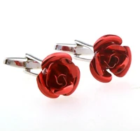 10pairslot bronzeantique plating rose flower cufflinks vintage retro romantic 3d rose cuff links mens jewelry