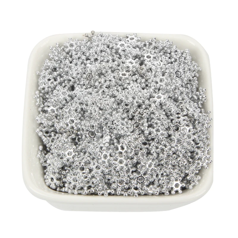 500 100 шт покрытые серебром акриловая Снежинка бусины 12 мм для ювелирных изделий