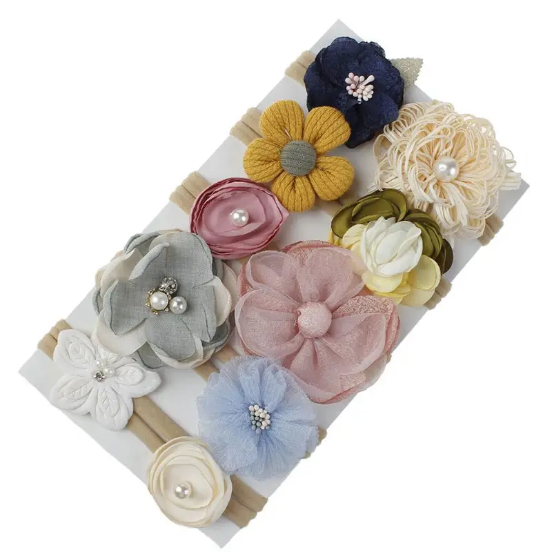

10pcs/set Kids Girl Handmade Hair Accessories Flowers Headbands Child Hairbands Headwear
