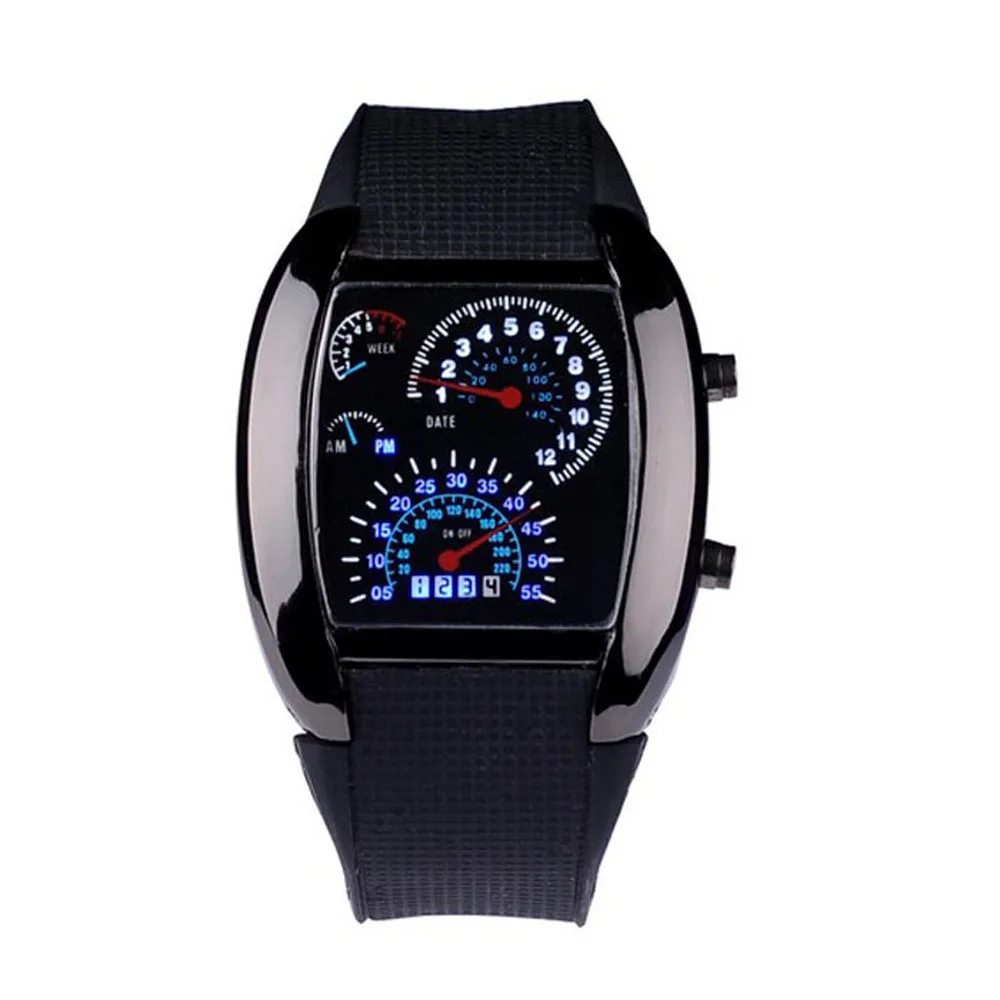 

Fashion women watches Aviation Turbo Dial Flash LED Watch Gift Mens Lady Sports Car Meter clock reloj mujer relogio feminino