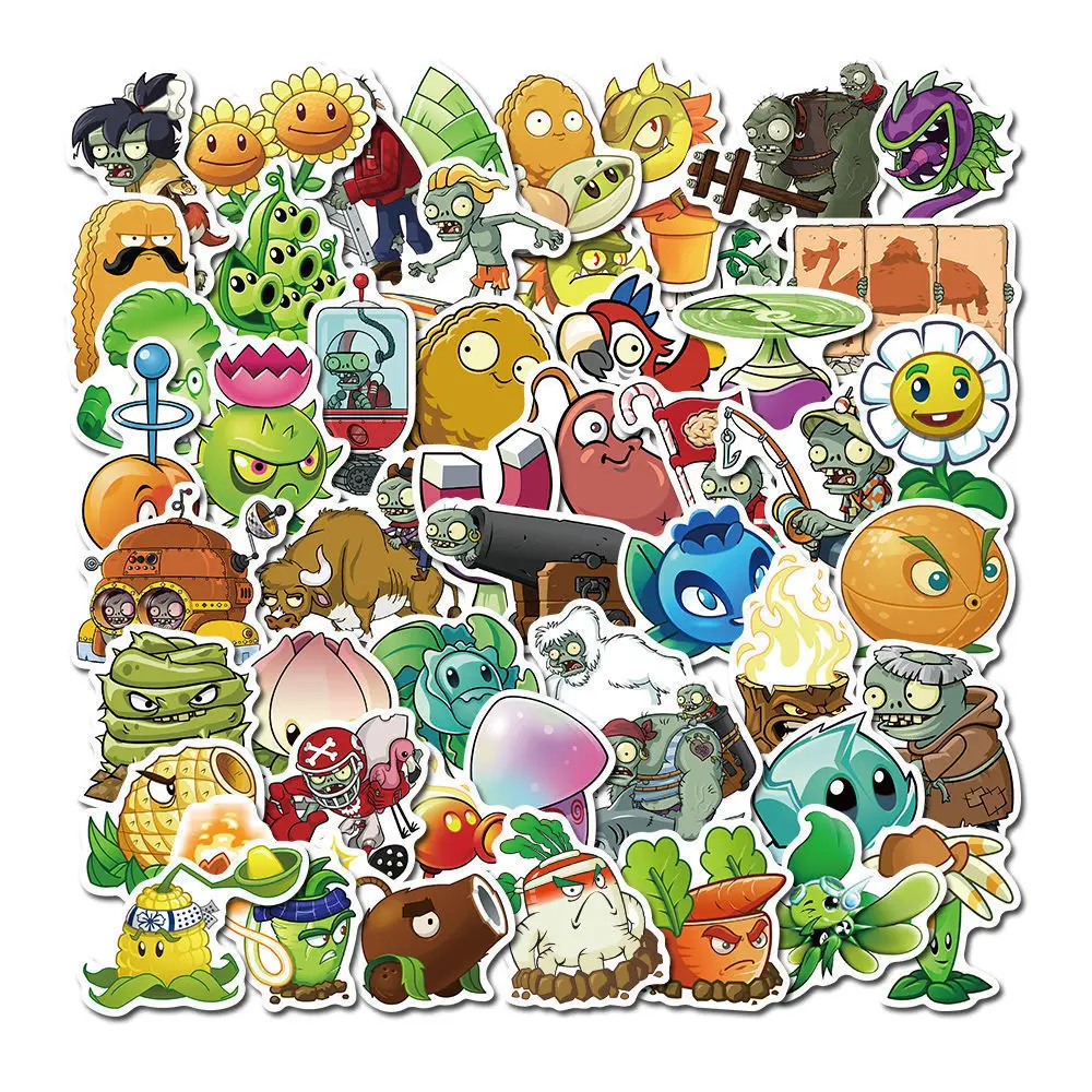 

50 Pieces of Classic Game Plants Vs. Zombies Series Stickers Suitcase Laptop Phone Case Waterproof Stickers