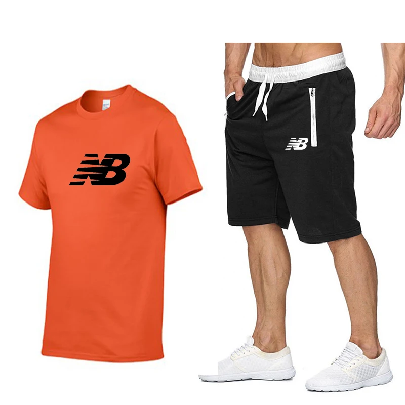 

2021Summer New Fashion Trend Men's Suit Personalized Fashion Printing Sports Short-Sleeved T-shirt + Sports Casual Short Suit
