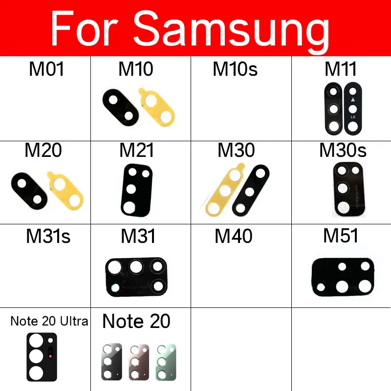 

Для объектива камеры заднего вида для Samsung M01 M10 M11 M20 M21 M30 M31 M40 M51 s Note 20 Ультра задняя камера стеклянная защита для объектива + наклейка запчаст...