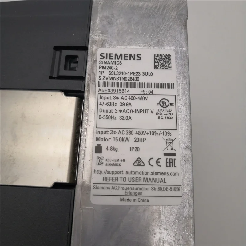 

NEW ORIGINAL 6SL3210-1PE23-3UL0 FREQUENCY CONVERTER SINAMICS PM240-2 IP20-FSC-U-400V-15KW