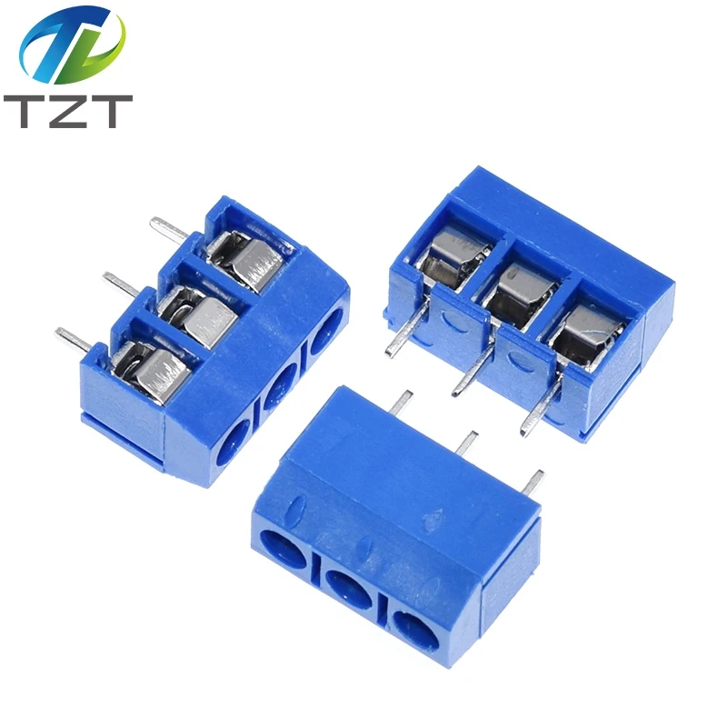 10PCS KF301- 3P screw 5.0mm terminal block 3 Pin Spliceable pcb Connector Black Red And Blue | Электронные компоненты и