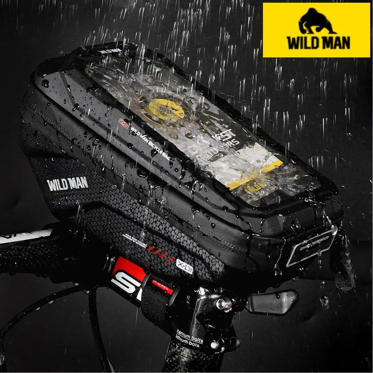 

2021 WILD MAN Bike Bag Front Top Tube For Waterproof 6.5in Phone Touchscreen Bag Hard Shell MTB Bicycle Accessories