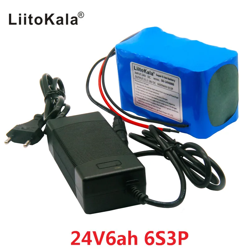 LiitoKala 24V 6Ah 6S3P pil paketi 25.2V 18650 pil 6000mAh şarj edilebilir pil GPS Navigator için/Golf araba /elektrikli bisiklet