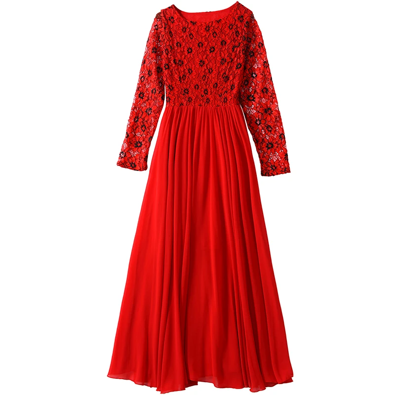 

2021 Spring Winter Vintage Chiffon Midi Dress 4XL Plus Size White Sexy Lace maxi Dresses Women Party Long Sleeve Casual Vestidos