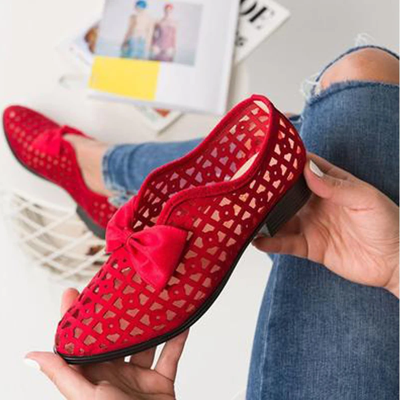 

2021 New Fashion Bowtie Pointed Toe Women Flats Spring Shoes for Woman Platform Slip on Loafers Leather Drop Shipping 43