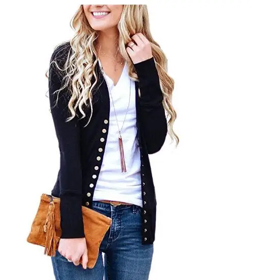 

2022 Fashion ladies Casual Long Sleeve V-Neck Pocket Button Down Shirt Tops tshirt