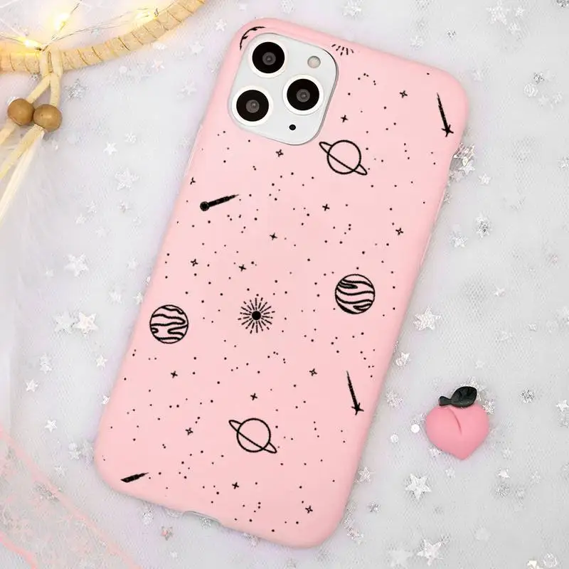 

Creativity Starry sky universe Phone Case Candy Color for iPhone 11 12 mini pro XS MAX 8 7 6 6S Plus X SE 2020 XR