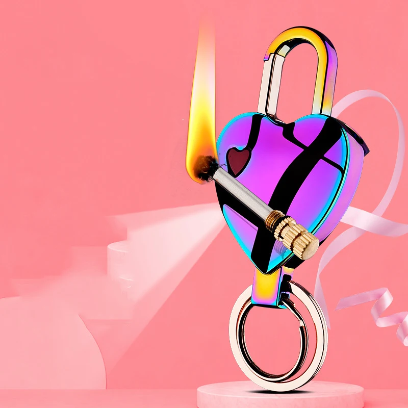 Брелок в форме сердца металлическая бензиновая Зажигалка для сигарет аксессуары