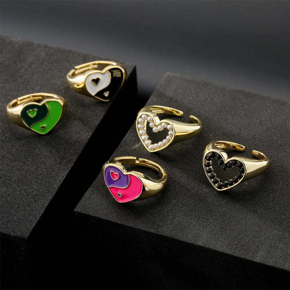 

New Design Yin Yang Rings for Women Peal Finger Accessories Enamel Ring Fashion Christmas Party Friend Jewelry Gifts