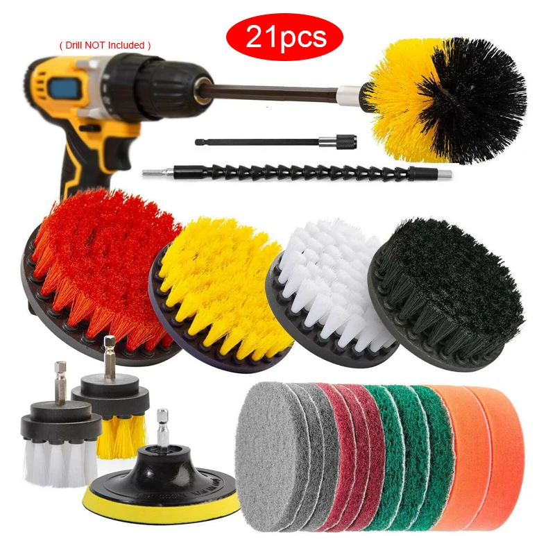 

Car Drill Brushes Set Scrubber Cleaning Kit Car Wash Brush Cleaning Tools Polishing Pad Set Power Spin Tub Shower