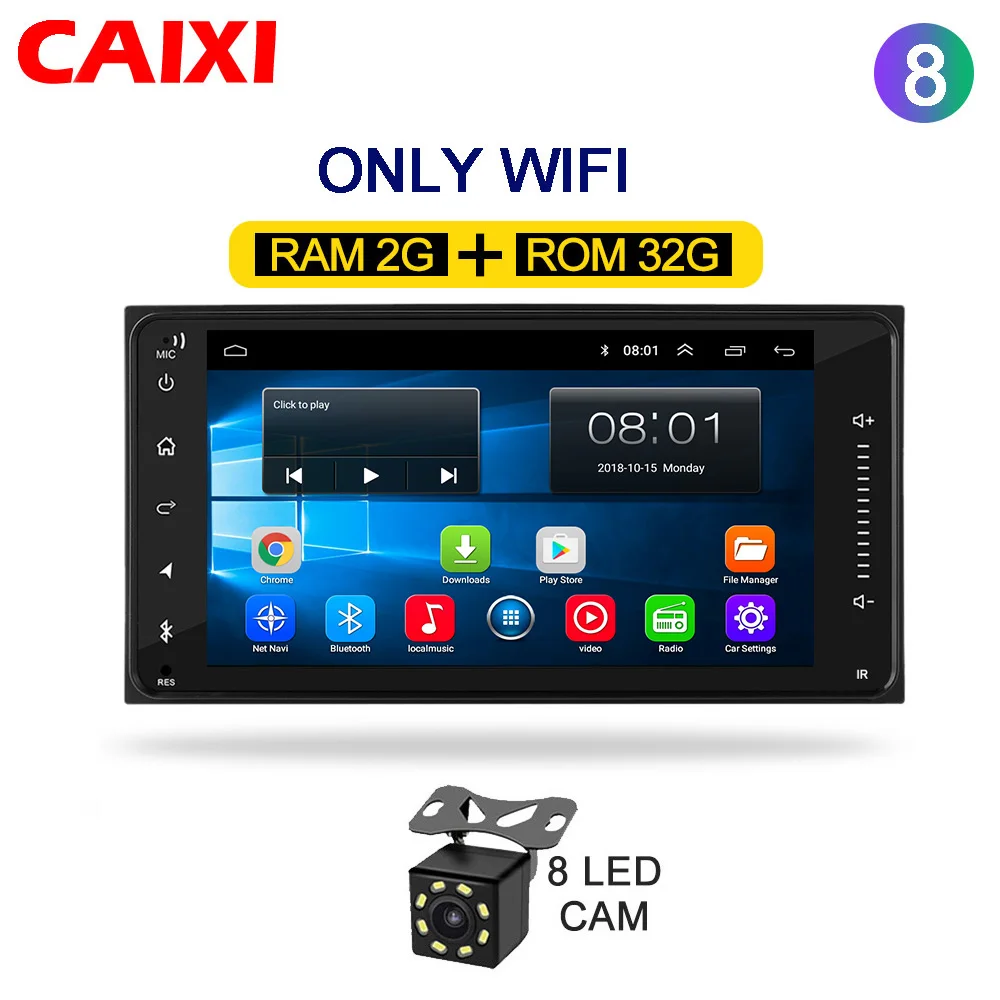 cx-old-co32-CAM 2din универсальный android 8,1 автомобильный Радио плеер стерео автомобильный мультимедийный плеер для toyata COROLLA VIOS CROWN CAMRY HIACE PREVIA RAV4 - Цвет: cx-old-co32-CAM