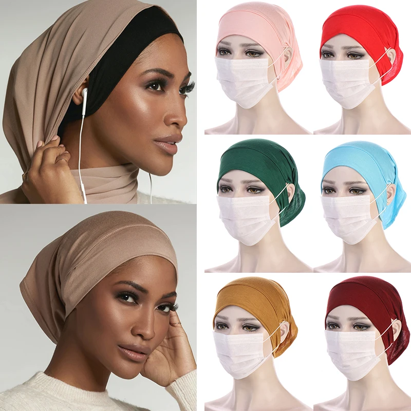 

2021 модная внутренняя искусственная мусульманская тюрбан, Женская повязка на голову под шарф, головной убор, Женская повязка на голову, Женс...