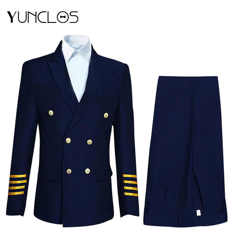 Костюм BL-Captain мужской из 2 предметов (пиджак + брюки) двубортный костюм с эполетами