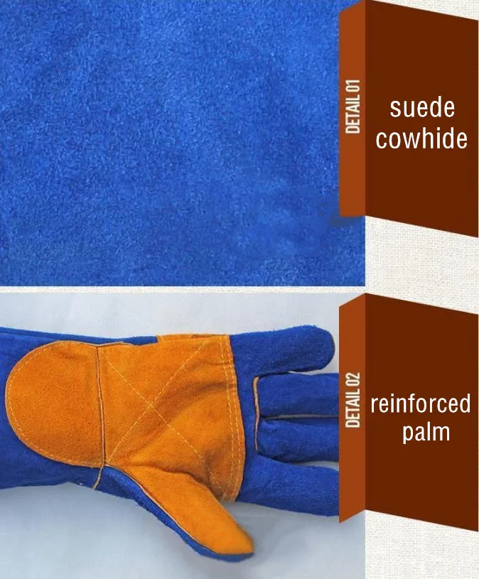 13-16 Inches Leather Forge Welding Gloves Heat Fire Resistant Grill Fireplace Furnace Stove Pot Holder Tig Welder Mig BBQ Gloves