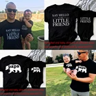 Комплект из футболки с надписью привет моему маленькому другуПапа медведь и ребенок с изображением медведя, семейные рубашки для отца, сына, дочери, детские комбинезоны