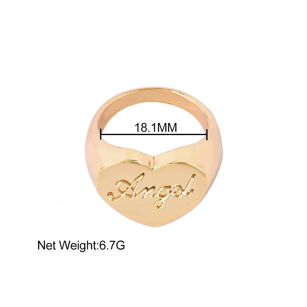 

Flatfoosie Punk Metal Geometric Carved Letter Rings For Women Heart Round Chunky Thick Finger Rings Simple Fashion Jewelry Gift