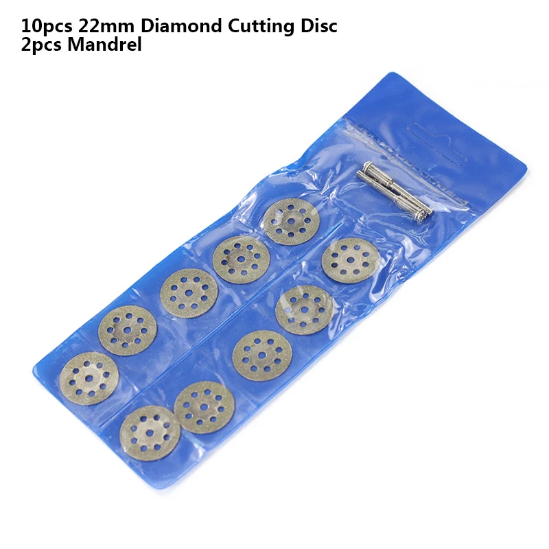 10pcs 22mm 10 шт. 20 мм/22 мм/25/30 мм Мини Алмазные Dremel отрезной диск с оправки полотна циркулярной пилы алмазное шлифовальное колесо комплект принадлежностей для вращающихся инструментов Dremel - Цвет: 10pcs 22mm