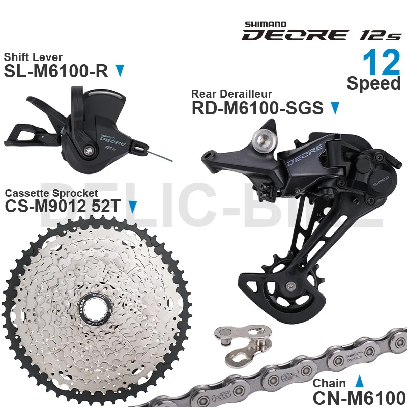 SHIMANO DEORE M6100 12v Groupset Shifter Rear Derailleur RD-M6100 Cassette Sprocket 50 50T Chain 1x12-speed Original parts