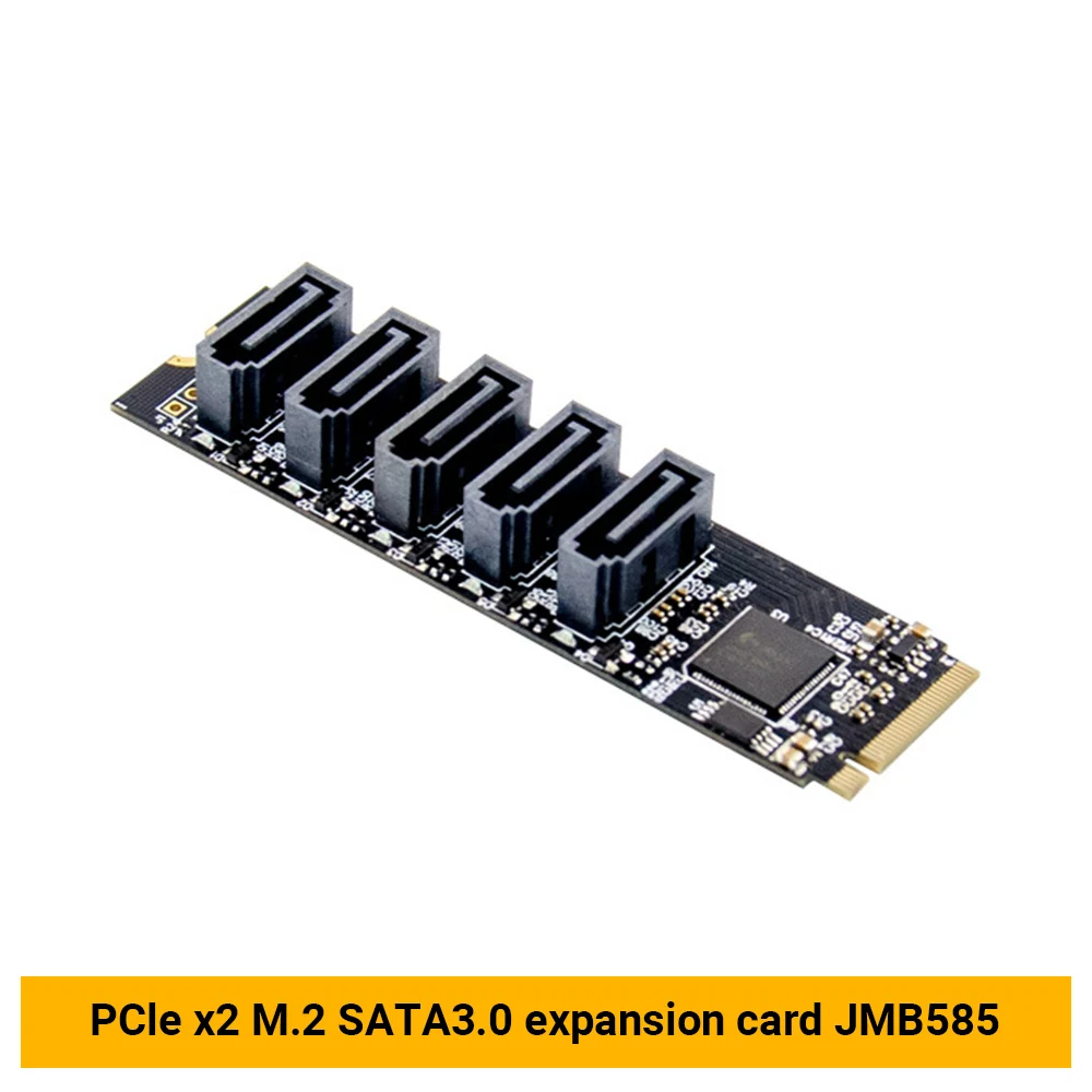 JMB585 M.2 To NGFF 5 Ports SATA3.0 Adapter Card M.2 Key M SATA3.0 Expansion Card For PC Laptop