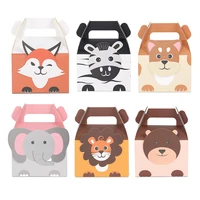 5pcs cartoon animal fox lion elephant gift box candy biscuit gift box for kids birthday party wrapping box baby shower supplies