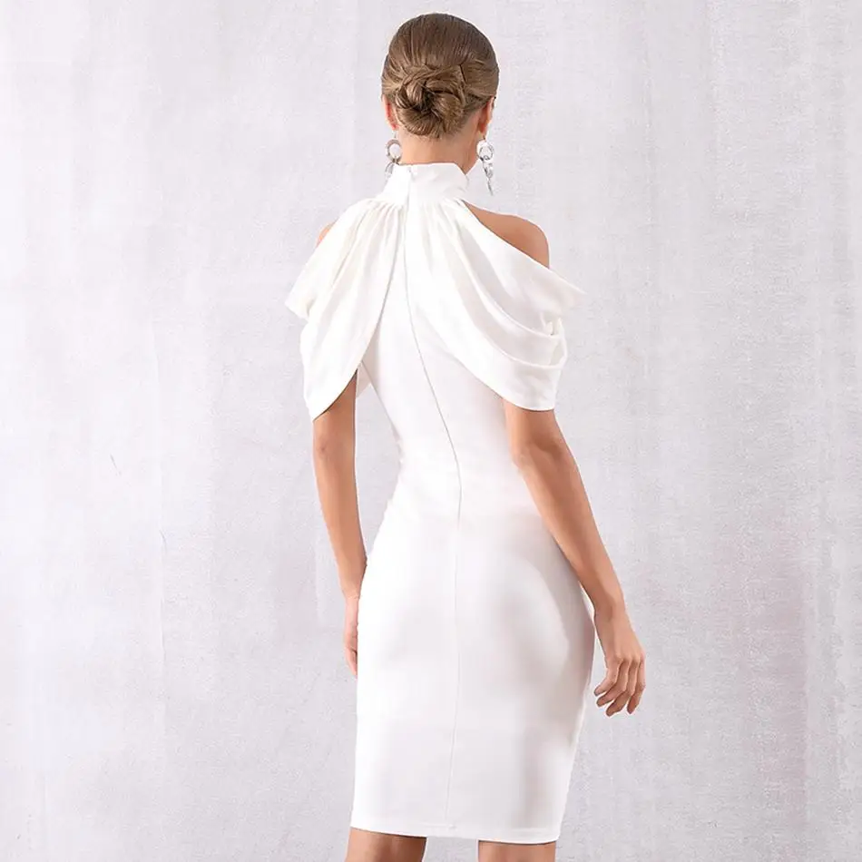 Женское вечернее платье в стиле знаменитостей Летнее белое с коротким рукавом и