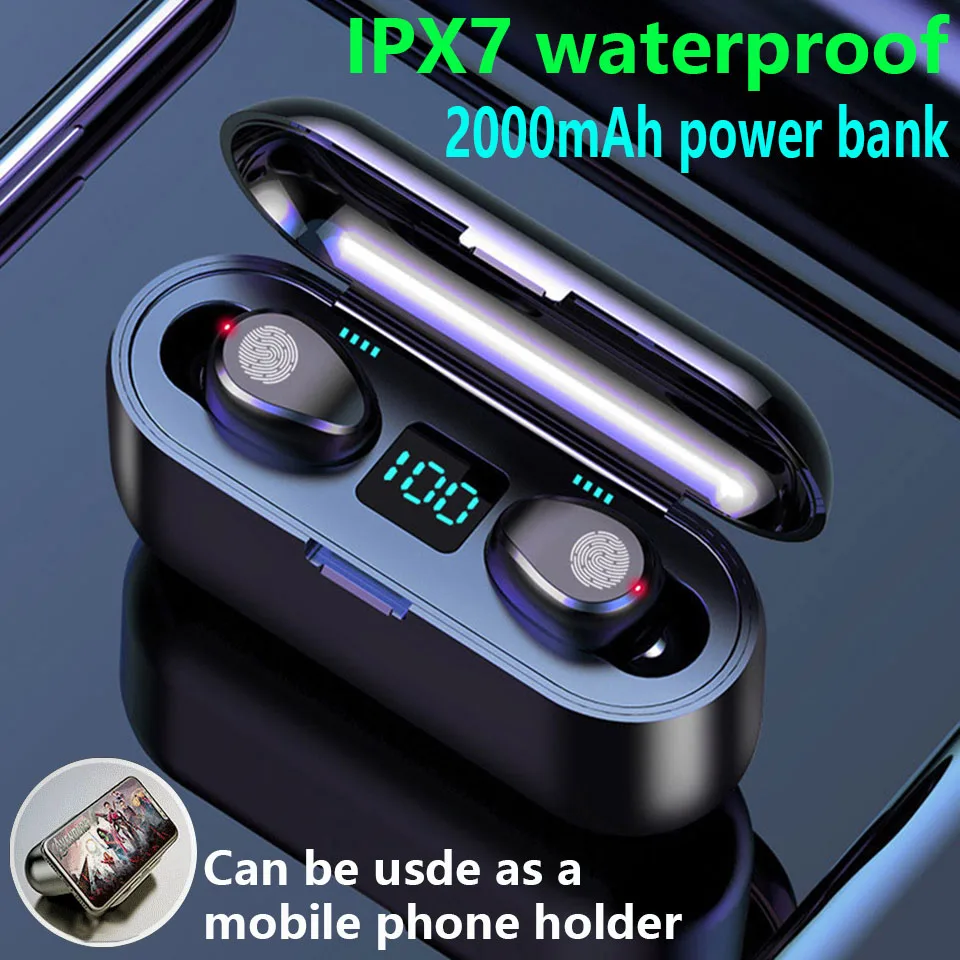 

F9 Wireless Bluetooth Headset V5.0 TWS Waterproof Noise Reduction Headphones Sports Bluetooth Earphone HIFI stereo Mini Earbuds