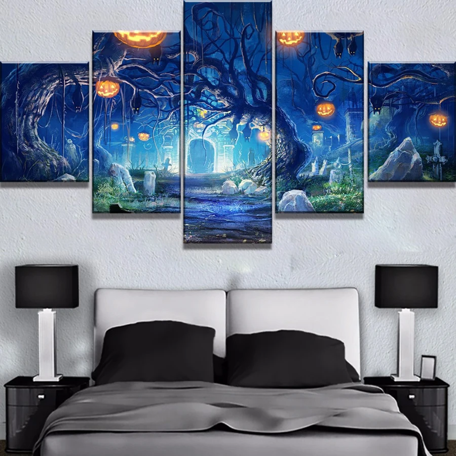 

Halloween night scenery Diamond Painting 5 piece Full Square Round Drill Diamond Embroidery Mosaic craft supplies decor AA2675