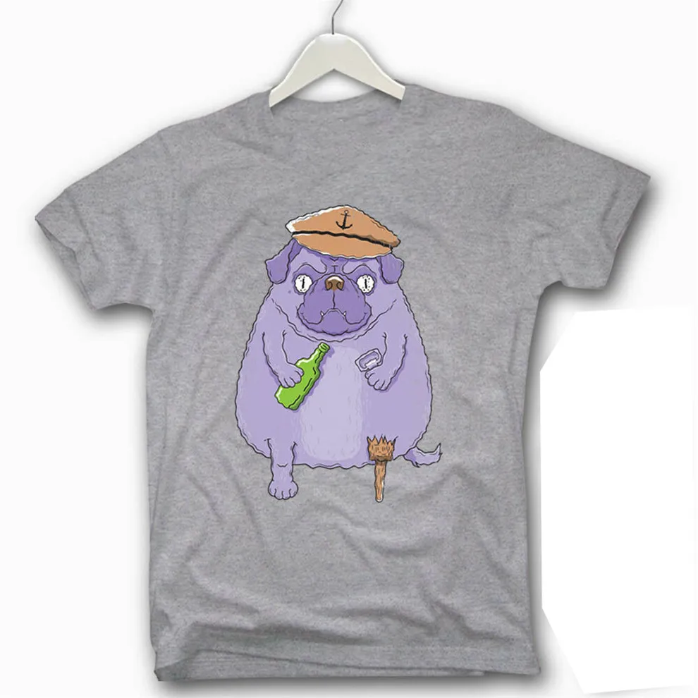 

T-Shirt - Captain Crowd - Funshirt Skull Pugs Dog Sailor Pirate Size S M L Xl Plus Size Clothing Tee Shirt
